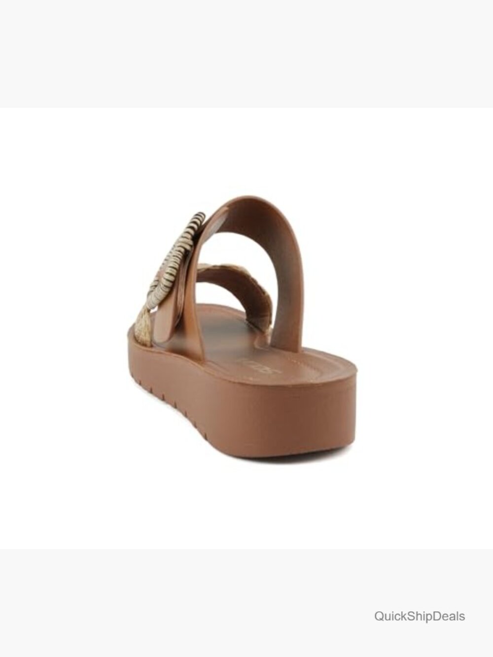 Women Open Toe Raffia Platform Flatform Sandals with Buckle Ankle Strap - Picture 3 of 5
